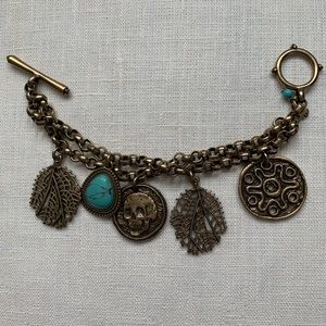 Lucky Brand gold and turquoise charm bracelet